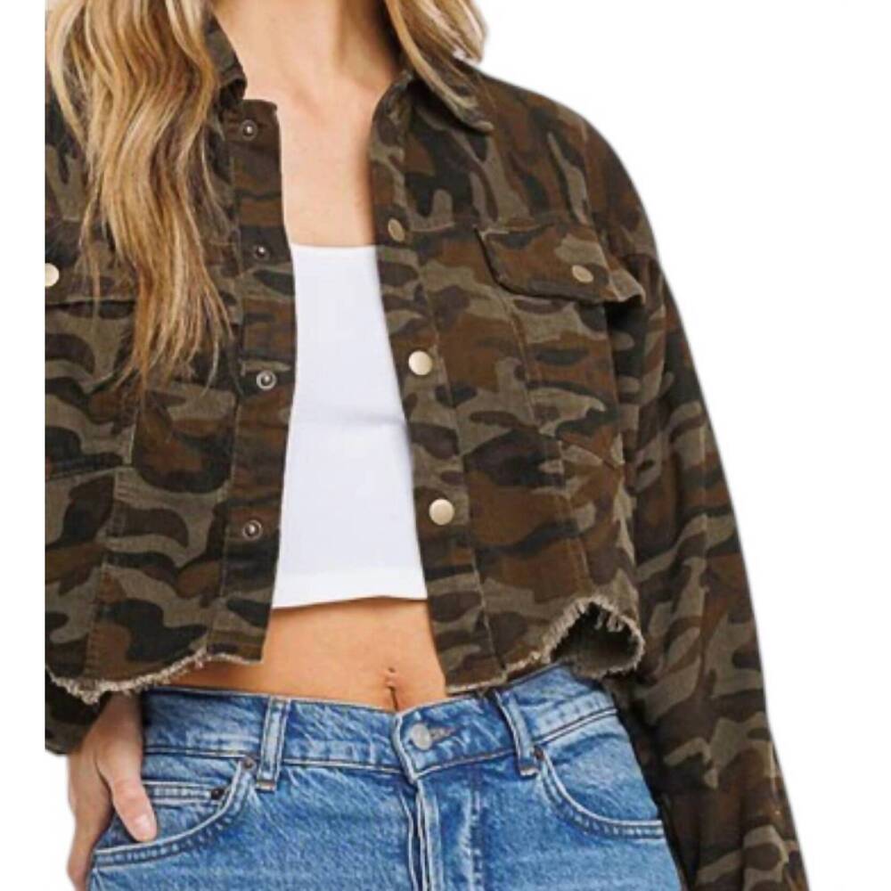 NEW BETTER BE corduroy crop jacket in camo - Picture 2 of 2